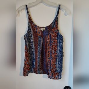 Alya Women's Vibrant Blue and Orange Patterned Blouse